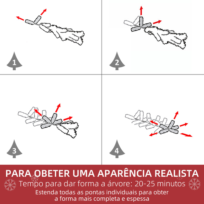 Árvore de Natal Artificial 150 cm com Neve Ignífugo com 358 Ramos Folhas de PVC Base Dobrável e Suporte Metálico Decoração de Natal para Interiores Verde