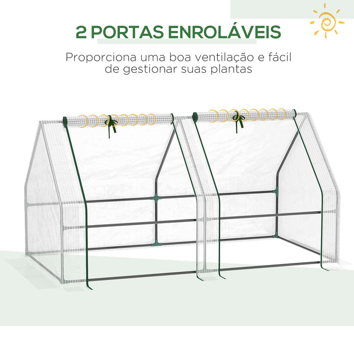 Estufa de Jardim Varanda 180x90x90 cm Tipo Casa Tubo de Aço com 2 Acessos Estufa Pequena para Cultivo de Plantas Branco