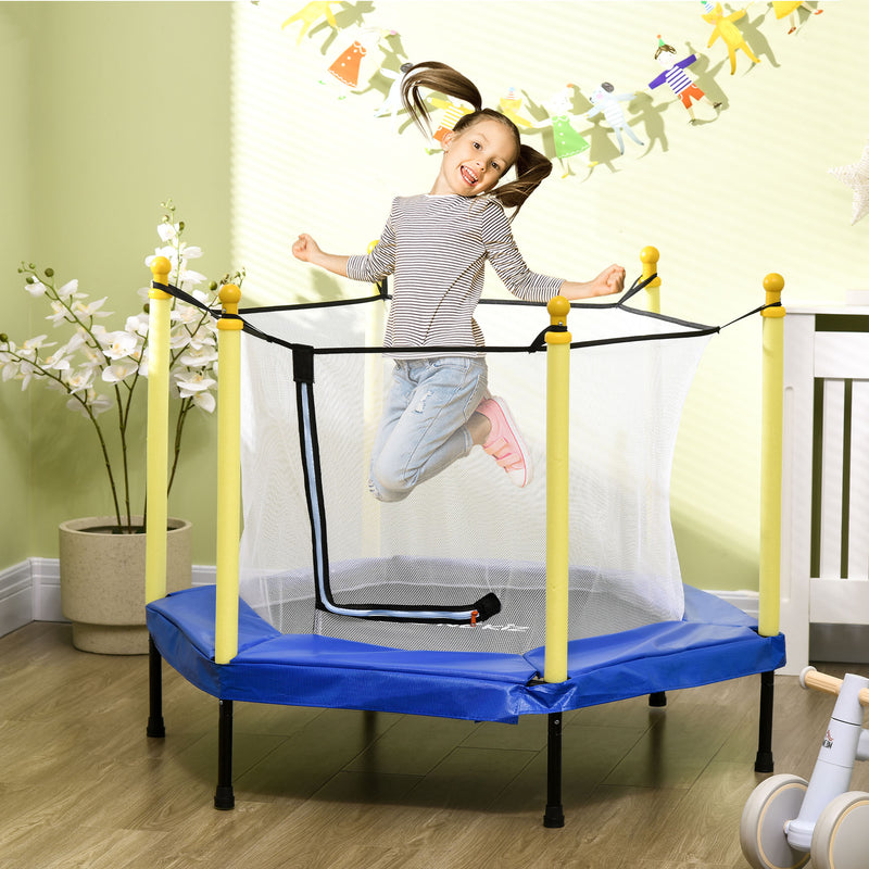 Trampolim para Crianças 95x85 cm com Rede de Segurança Trampolim Infantil para Crianças de 3-6 Anos para Interior Carga Máxima 50 kg 122x122x97 cm Azul