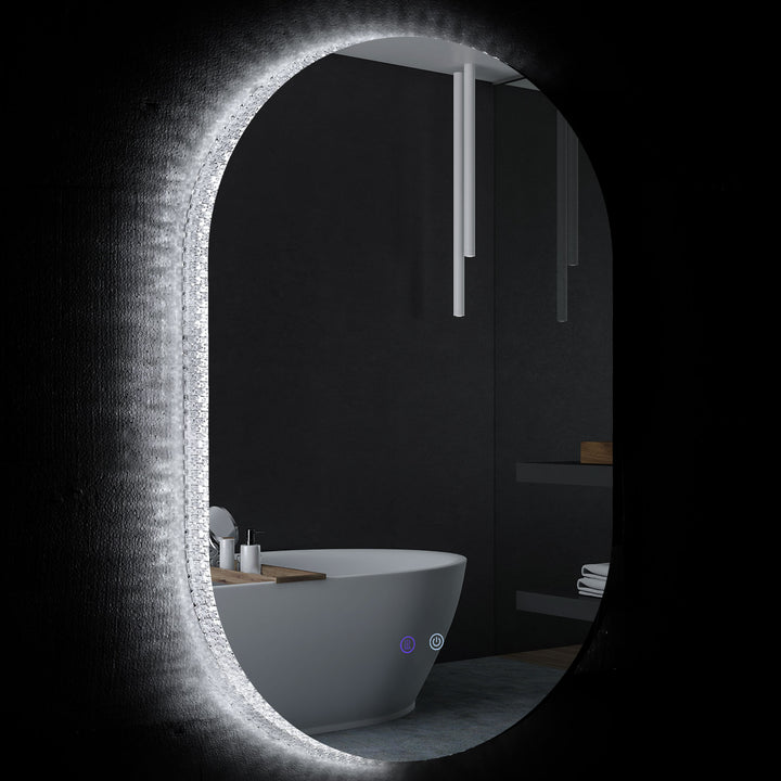 Espelho Casa de Banho com Luzes LED 81x51 cm Espelho de Parede com 3 Cores Ajustáveis Função Antiembaciamento Interruptor Tátil Horizontal ou Vertical Prata