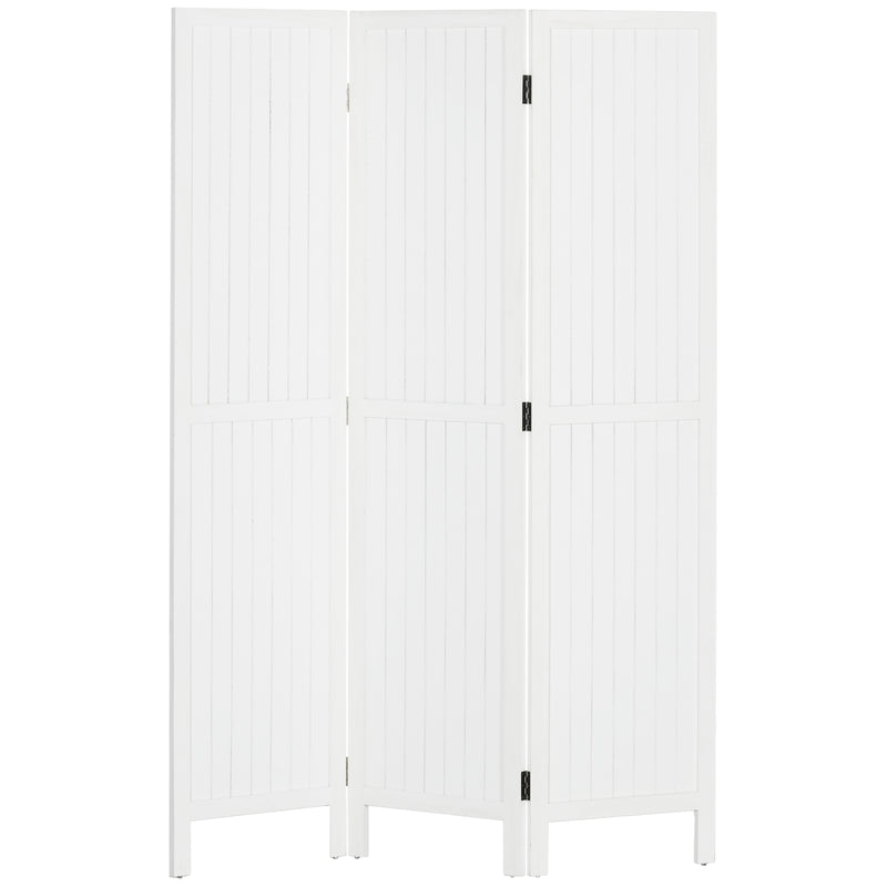 Biombo 3 Painéis Separador de Ambientes Dobrável 120x1,8x170 cm Divisor de Habitação com Painel de Privacidade Estilo Rústico para Escritório Dormitório Sala de Estar Branco