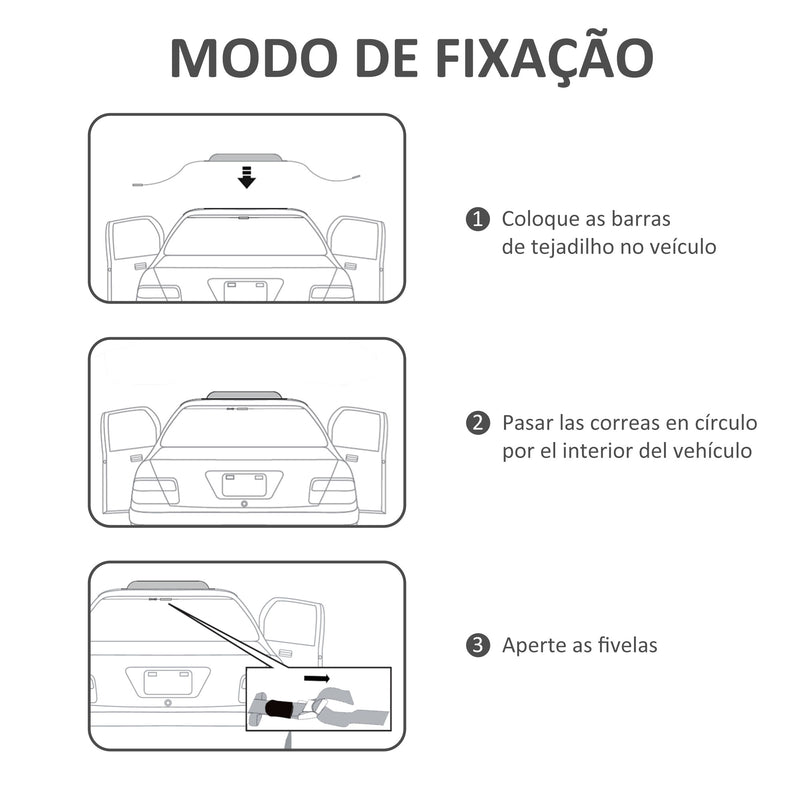 Barras de Tejadilho Universais para Veículos Barras de Tejadilho para Carros 2 Peças com Cordas de Fixação Carga Máxima 75 kg Tecido Oxford 85x10x8 cm Preto