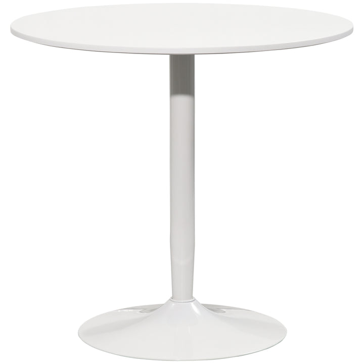 Mesa de Cozinha Redonda Mesa de Jantar Moderna para 2 Pessoas com Base de Aço e Almofadas Antiderrapantes Ø80x75 cm Branco