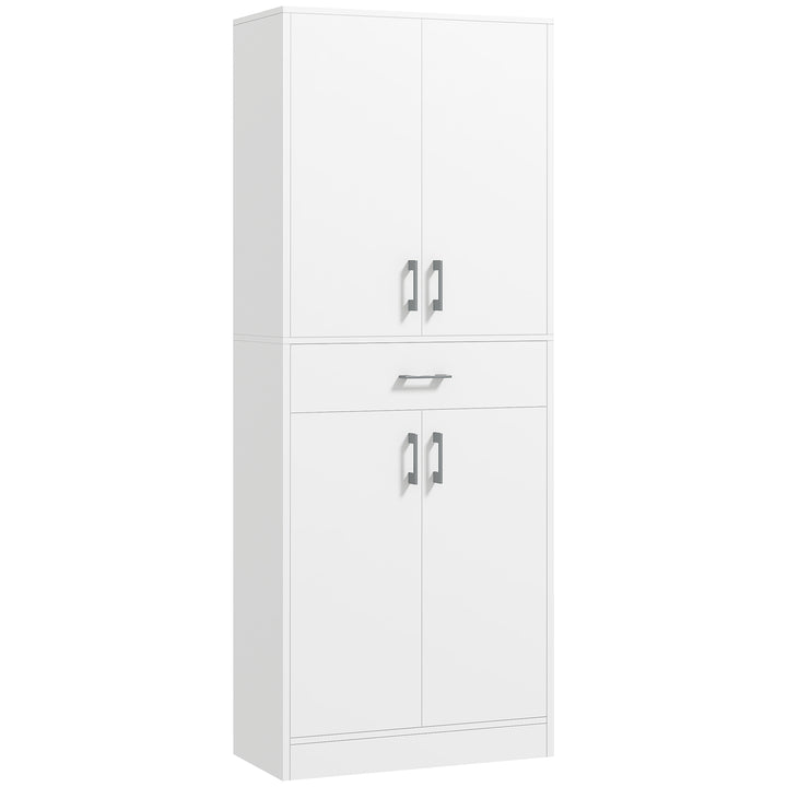 Armário de Cozinha Móvel de Cozinha com 4 Portas 1 Gaveta e Prateleiras Ajustáveis Anti-Tombo Armário de Cozinha Moderno para Sala de Jantar Sala de Estar 70,8x34x180 cm Branco
