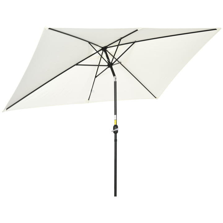 Chapéu de Sol de Alumínio 195x295x240 cm Chapéu de Sol Retangular de Jardim Inclinável com Manivela e Mastro Desmontável para Terraço Piscina Pátio Exterior Creme