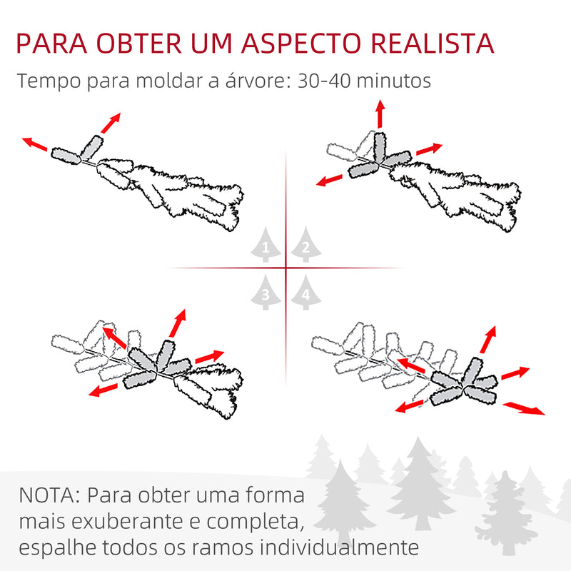 Árvore de Natal Artificial 180 cm com 240 Luzes LED Árvore de Natal com 618 Ramos Suporte de Aço e Formato Slim para Interior Ø68x180 cm Verde