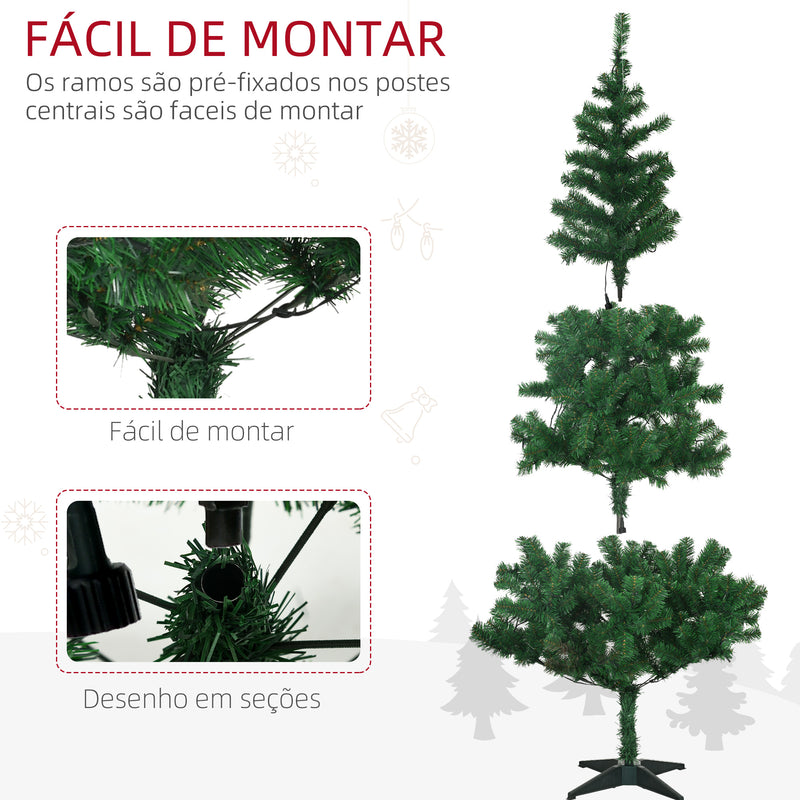 Árvore de Natal Artificial 180 cm com 150 Luzes LED Árvore de Natal com 480 Ramos com 100 Decorações Suporte de Aço para Interior Ø86x180 cm Verde