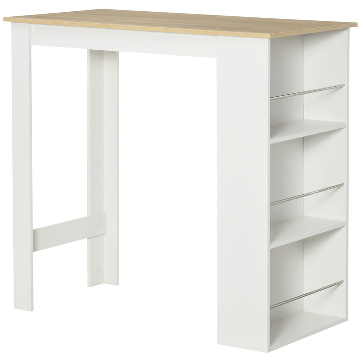 Mesa de Bar de Bistrô com 3 Prateleiras com Suporte Estilo Moderno para Cozinha Sala de Jantar Sala de Estar Estrutura de Melamina 112x57x106 cm Branco