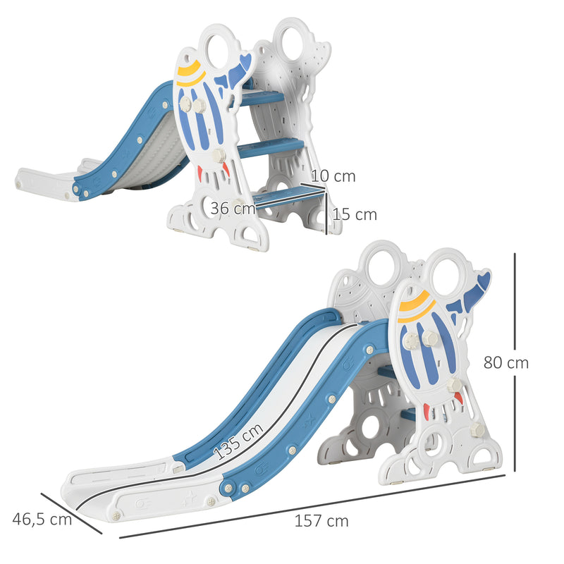 Escorregador para Crianças de 18-36 Meses com 3 Degraus Antiderrapantes Carga Máxima 30 kg para Interior Casa 157x46,5x80 cm Azul