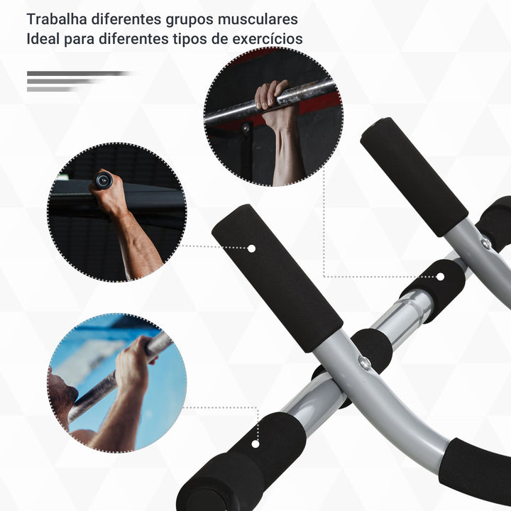 Barra de Elevação para Porta Barra de Pull Up para Exercícios de Treino em Casa Carga Máxima 110 kg 92x40x17 cm Preto