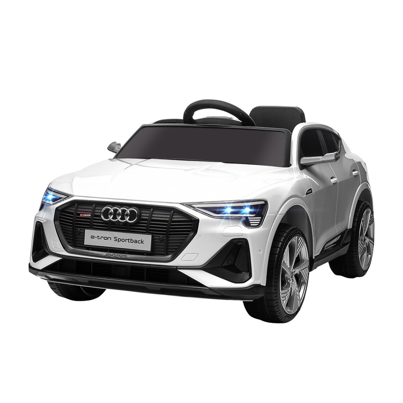 Carro Elétrico Audi E-Tron 12V para Crianças acima de 3 Anos com Controle Remoto Faróis Buzina Música MP3 TF USB e Abertura da Porta 3-8km/h 108x60x47cm Branco