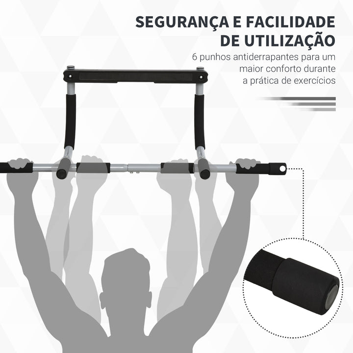 Barra de Elevação para Porta Barra de Pull Up para Exercícios de Treino em Casa Carga Máxima 110 kg 92x40x17 cm Preto