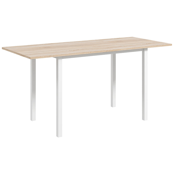 Mesa de Jantar Extensível para 4-6 Pessoas Mesa de Cozinha Moderna com Pés de Aço para Sala de Jantar 160x70x76 cm Madeira