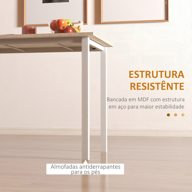 Mesa de Jantar Extensível para 4-6 Pessoas Mesa de Cozinha Moderna com Pés de Aço para Sala de Jantar 160x70x76 cm Madeira