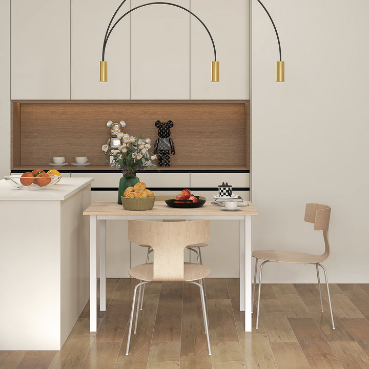 Mesa de Jantar Extensível para 4-6 Pessoas Mesa de Cozinha Moderna com Pés de Aço para Sala de Jantar 160x70x76 cm Madeira