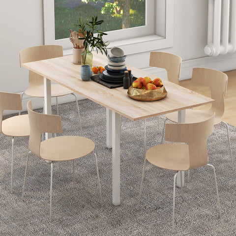Mesa de Jantar Extensível para 4-6 Pessoas Mesa de Cozinha Moderna com Pés de Aço para Sala de Jantar 160x70x76 cm Madeira
