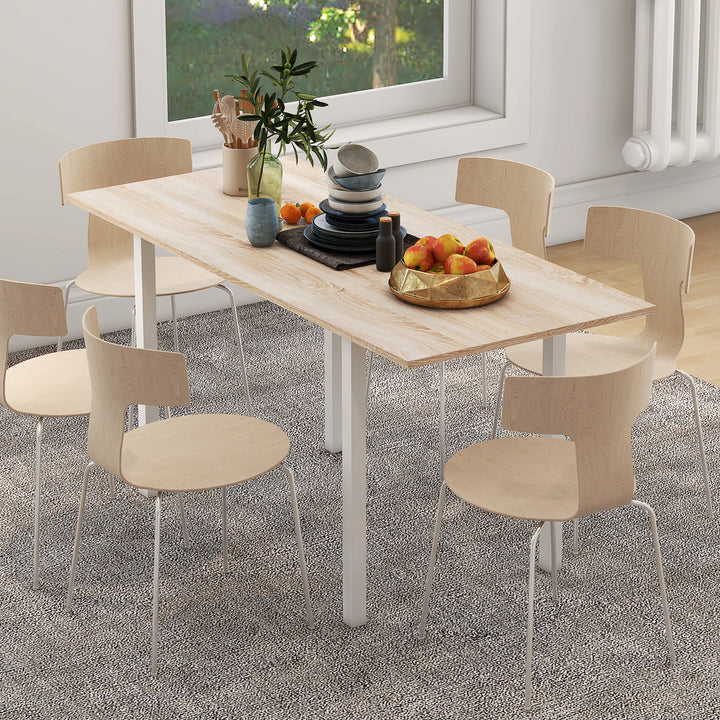 Mesa de Jantar Extensível para 4-6 Pessoas Mesa de Cozinha Moderna com Pés de Aço para Sala de Jantar 160x70x76 cm Madeira