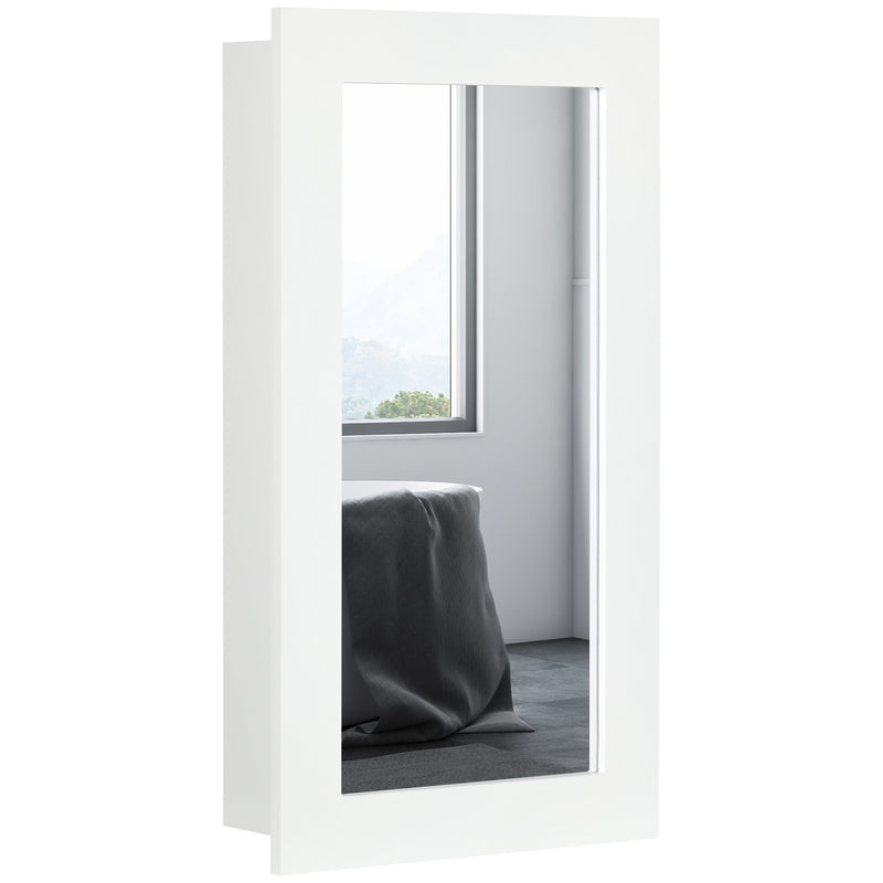 Armário com Espelho para Casa de Banho Armário de Parede para Casa de Banho com Porta e Prateleiras Ajustáveis 40x12x71 cm Branco