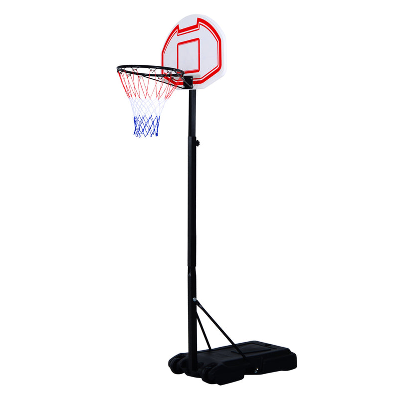 Tabela de basquetebol dobrável e ajustável em altura 150-210 cm branco preto e vermelho