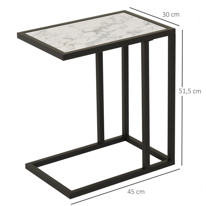 Mesa Auxiliar Lateral para sofá Imitação de mármore economizar espaço 45x30x51,5cm