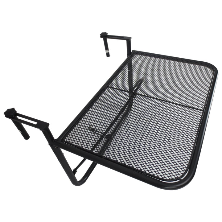 Mesa suspensa para varanda com braço ajustável e altura ajustável em 3 posições Estrutura de metal máx. 30 kg 60x56,5x45 cm Preto