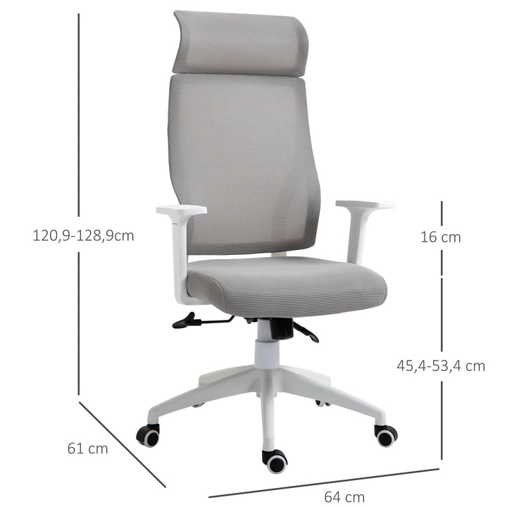Cadeira ergonômica giratória altura ajustável e reclinável até 120º posição de bloqueio 64x61x120,9-128,9 cm Cinza