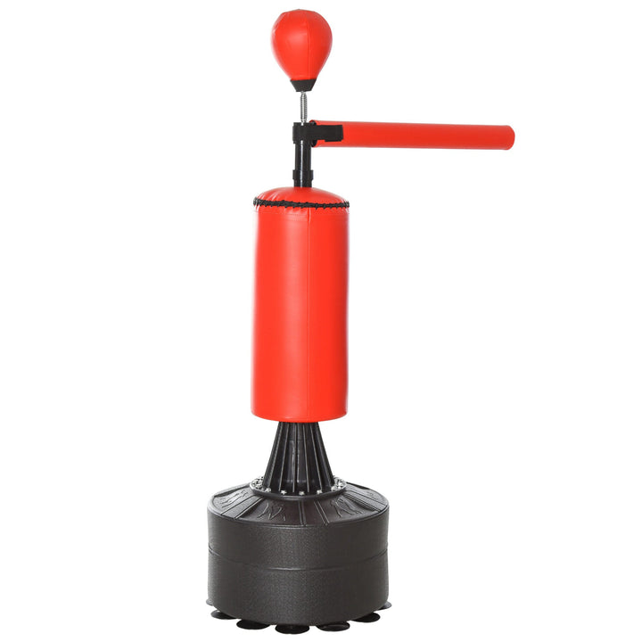 Saco de perfuração em pé com barra giratória e Bola de punção 360 ° para adultos e crianças 88x48x155-205 cm Preto e vermelho