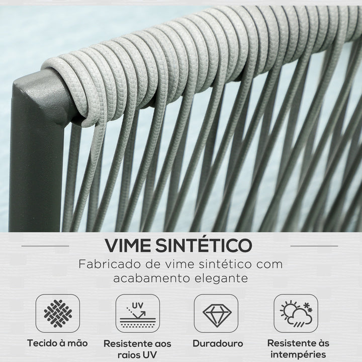 Conjunto de Móveis de Vime 4 Peças Conjunto de Móveis de Jardim 2 Sofás de 2 Lugares Sofá de Canto Mesa de Centro com 6 Almofadas e Estrutura de Alumínio para Varanda Pátio Cinza