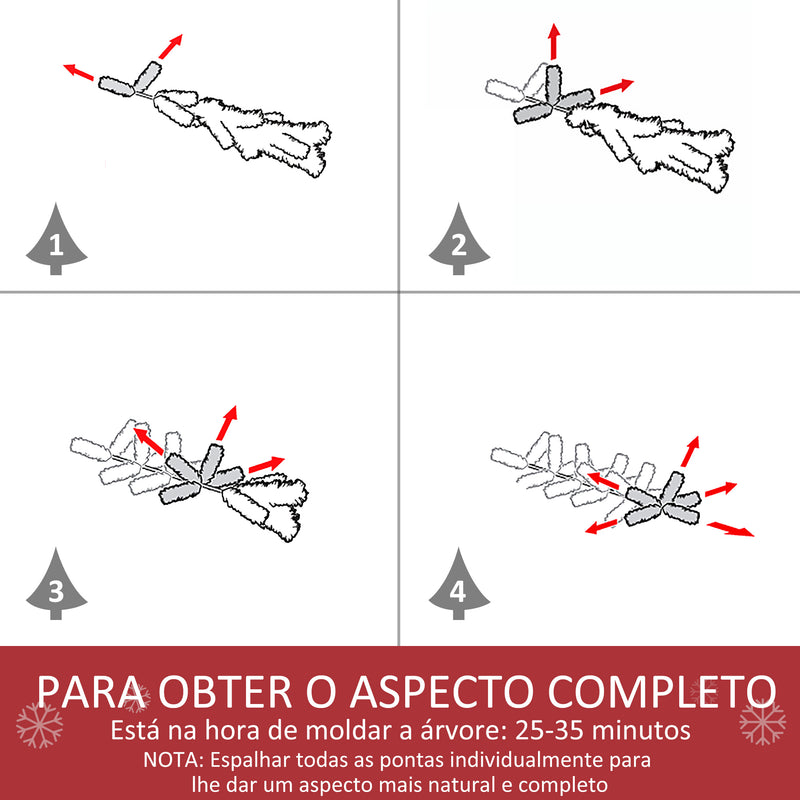 Árvore de Natal Artificial Dobrável 150cm Ignífugo com 358 Ramos Folhas de PVC e Suporte Metálico Decoração de Natal para Interiores Branco