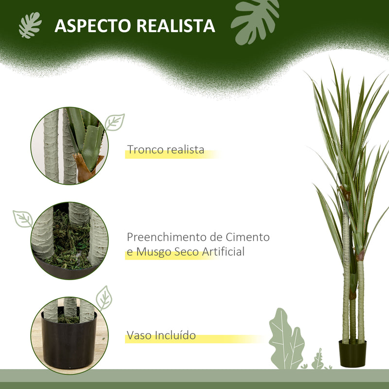 Planta Artificial de Mandioca com Vaso 190cm Planta Artificial com 39 Folhas Realistas para Decoração em Casa Sala de Estar Escritório Ø17x190 cm Verde