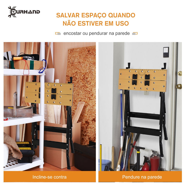 Bancada de trabalho dobrável com braçadeiras Uso Doméstico Ferro MDF 70 kg 56x62x75 cm