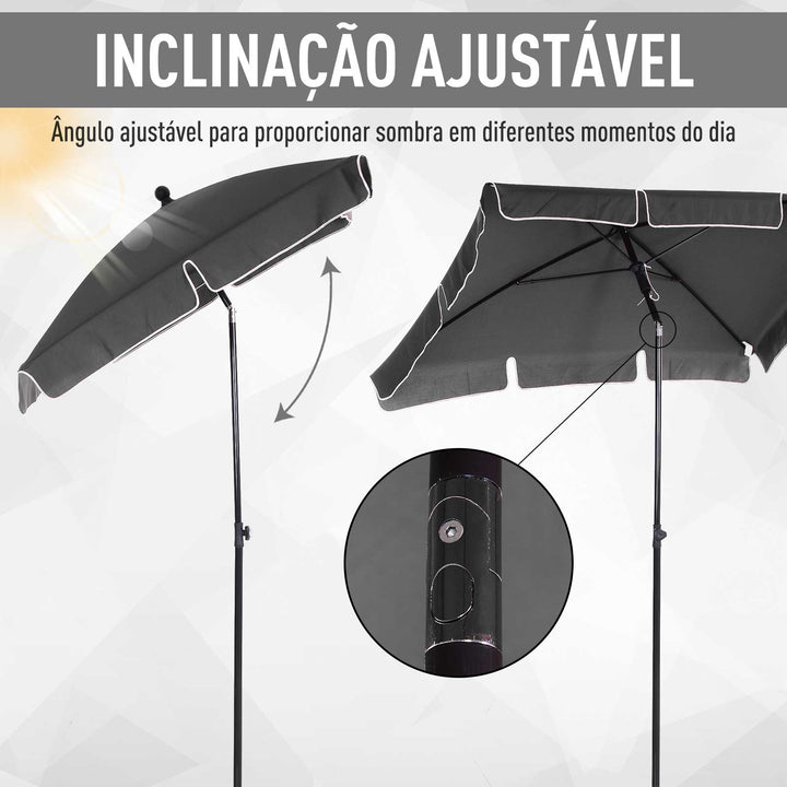 Guarda-sol Grande Reclinável Impermeável e Resistente a UV para Jardim Pátio Praia Piscina Terraço 198x130x240 cm