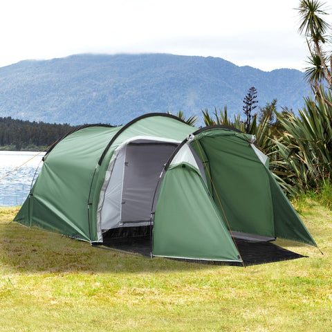 Tenda de campismo para 3-4 Pessoas Dobrável À Prova de Água 2000+ mm À Prova de UV 20+ com Vestíbulo 426x206x154 cm Verde