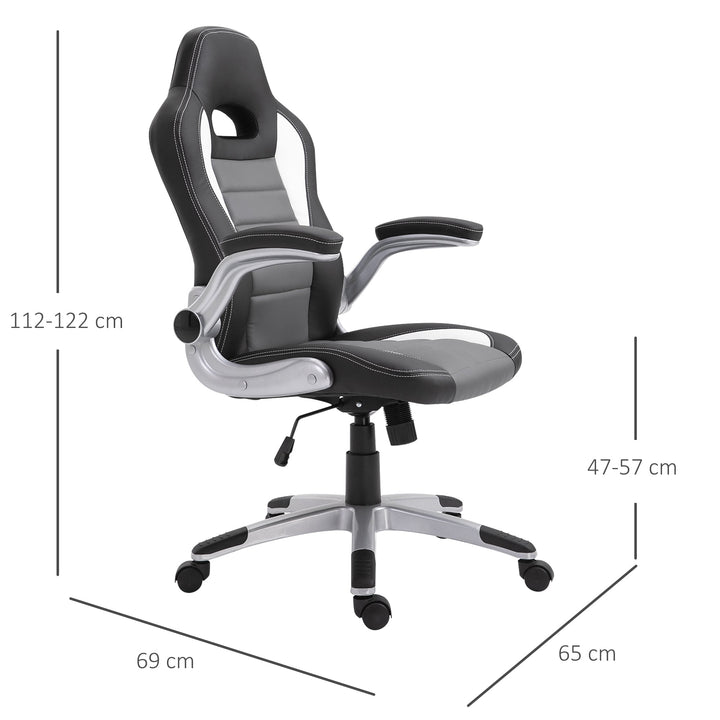 Cadeira de Escritório ergonómica Altura ajustável Com 5 rodas 65x69x(112-122) cm Preto e cinza