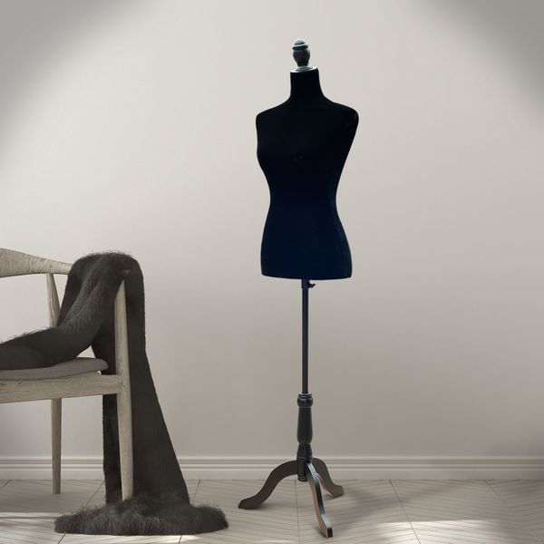 Manequim Feminino de Costura Busto de Senhora para Modistas Exibição Negro Altura Ajustável a 130-168cm