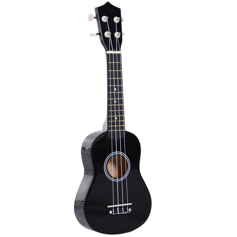 Ukelele de 21 Polegada para Iniciantes com Cordas de Nylon 53X17,5X6,2 cm Preto