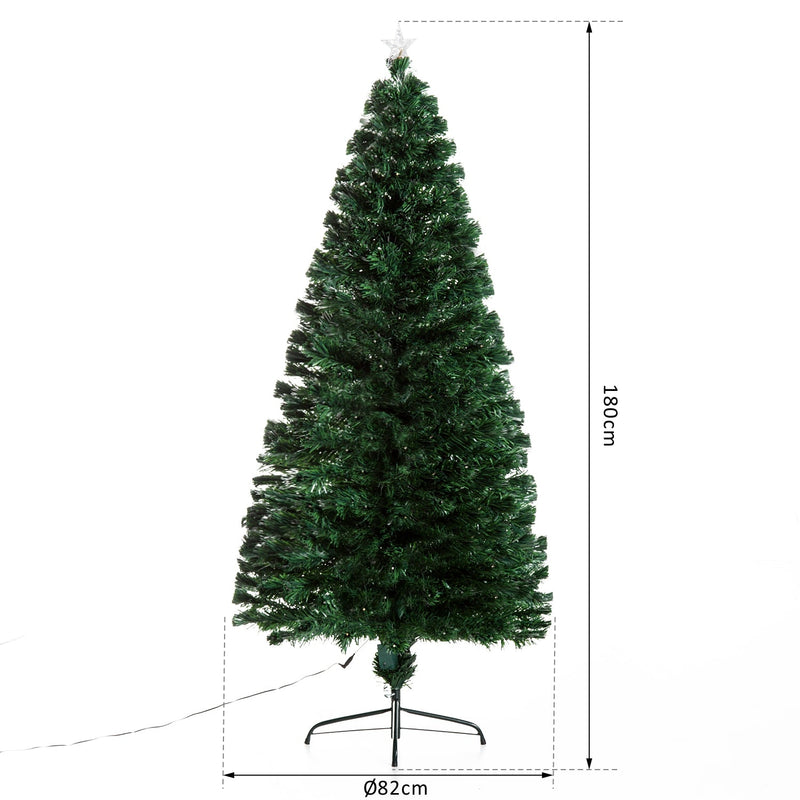 Árvore de Natal 180cm Artificial Árvore com Suporte Metálico Luzes LED Multicores