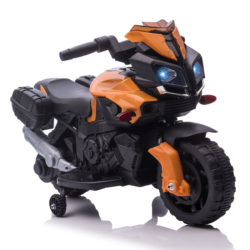 Moto Elétrica para Crianças a partir de 18 Meses 6V com Faróis Buzina 2 Rodas de Equilibrio Velocidade Máx. de 3km/h Motocicleta de Brinquedo 88,5x42,5x49cm Laranja