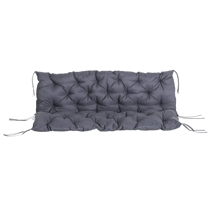 Almofada para Banco com Encosto 150x98x8cm Almofada de Banco de 3 Lugares com 6 Cordões de Fixação para Jardim Terraço Balcão Exterior Cinza