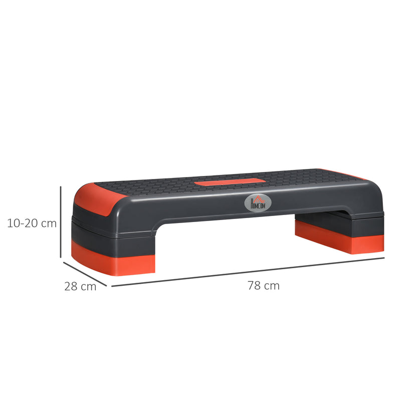 Plataforma Step Fitness Step de Aeróbico com Altura Ajustável de 10/15/20cm Plataforma de Exercício em Casa Ginásio Oficina Carga 150kg 78x28x20cm Vermelho e Cinza