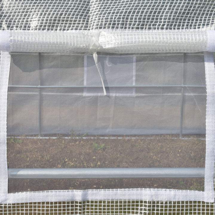 Estufa Tipo Túnel de Jardim 6x3x2m com Porta Enrolável 12 Janelas Cobertura de PE 140g/m² e Metal Galvanizado para Cultivos de Plantas Verduras Branco
