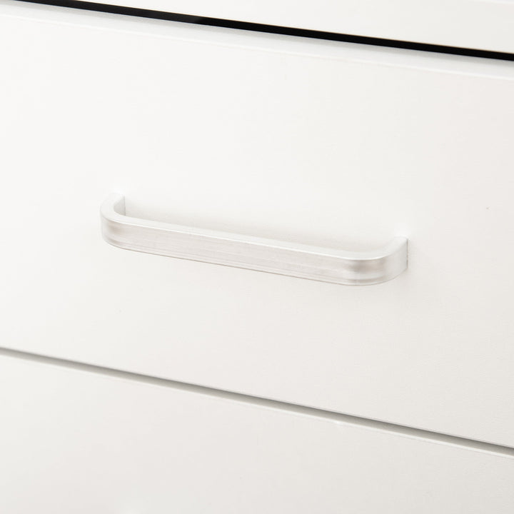 Bloco de Gavetas Móvel Auxiliar com 4 Gavetas Bancada Superior de Armazenamento 4 Rodas e 2 Freios para Estúdio Escritório 40x36x65cm Branco