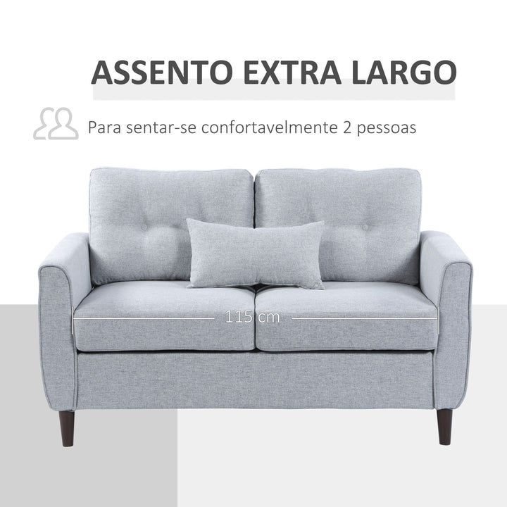 Sofá de 2 lugares Poltrona de dois lugares para sala de estar com almofadas e assento acolchoado fronha lavável 140x78x83 cm cinza claro