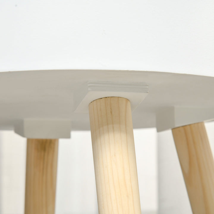 Mesa Auxiliar para Sala de Estar Moderna Mesa de Cabeceira com Tampa Removível Espaço de Armazenamento e Pés de Madeira para Dormitórios Ø38x63cm Branco