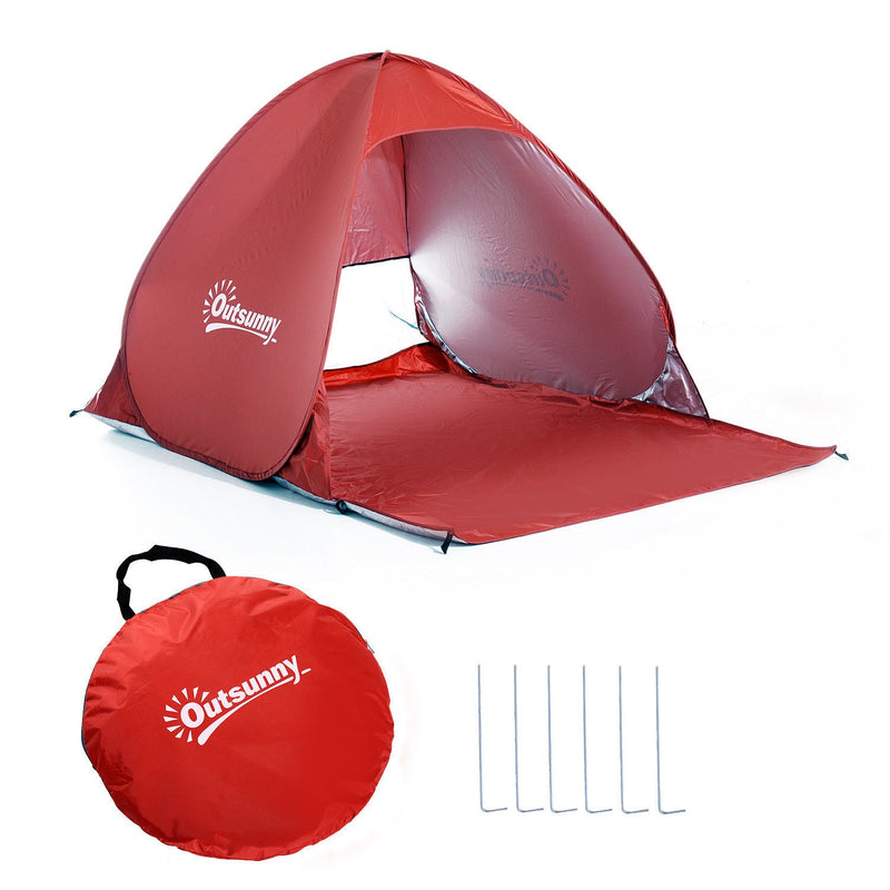 Tenda Pop-up Instantâneo e Portátil com Janelas Protetoras para Piquenique Praia e Camping com Proteção UV Vermelho