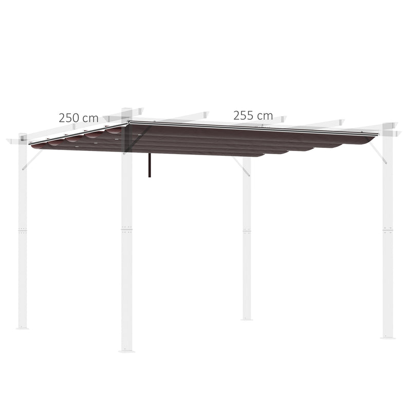 Cobertura para Pérgola 2,5x2,55cm Teto de Substituição Retrátil para Pérgola com 10 Orifícios de Drenagem Café