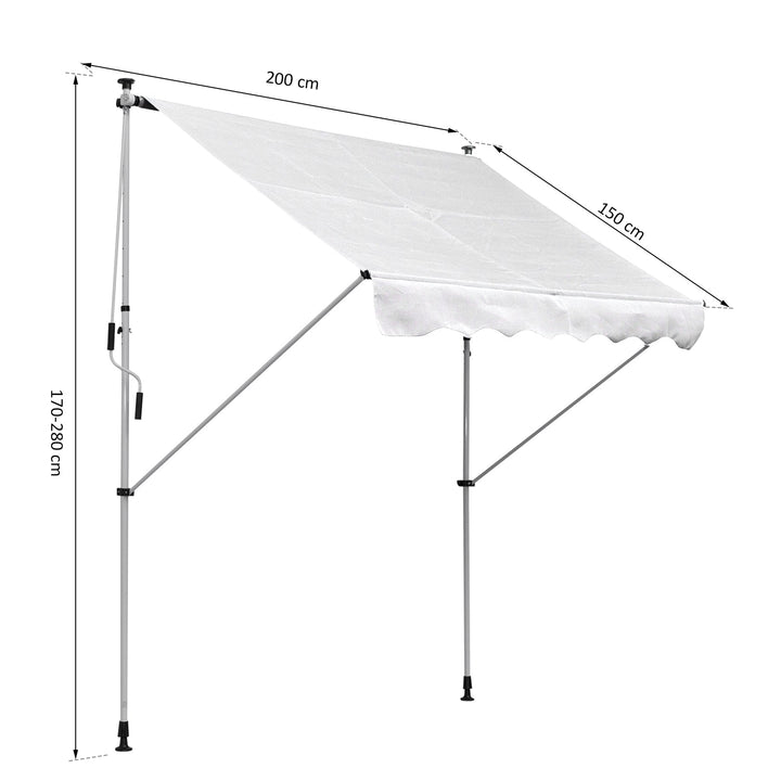 Toldo Manual Retrátil 2x1,5m Toldo Portátil Dobrável de Alumínio com Manivela Altura Ajustável para Jardim Terraço Exterior Branco