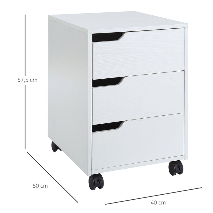 Bloco de Gavetas Arquivo Móvel para Escritório Madeira 3 Gavetas Com Rodinhas (2 delas com Travão) 40x50x57,5 cm MDF