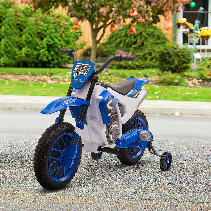 Mota Elétrica para Crianças acima de 3 Anos 12V Mota de Brinquedo Infantil com 2 Rodas de Equilíbrio Velocidade Máx. 8km/h Arranque Suave 106,5x51,5x68cm Azul