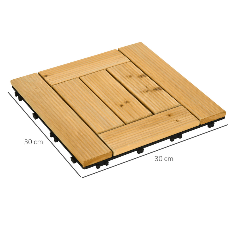 Conjunto de 27 Peças de Deck de Madeira para Exterior 30x30cm Área de 2,5m² Ladrilhos para Exterior com Sistema Clic para Balcão Terraço Jardim Madeira